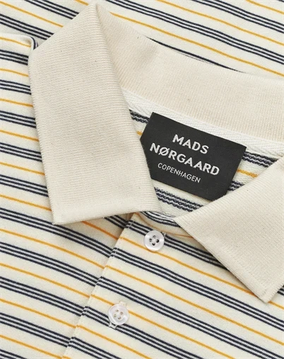 Mads Nørgaard - Light Terry Polo T-Shirt - Vanilla Ice/Sky Captain/Zinnia
